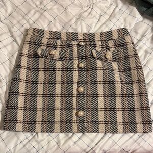 Elegant Beige Plaid Mini Skirt